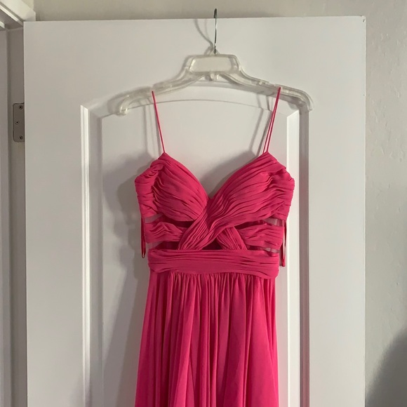 Pink cut out high low formal dress - Picture 3 of 13